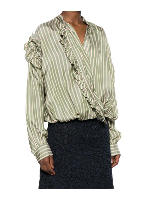 Dries Van noten camicia cenver bis ruffled striped DRIES VAN NOTEN | 261-010745-3274604 GREEN